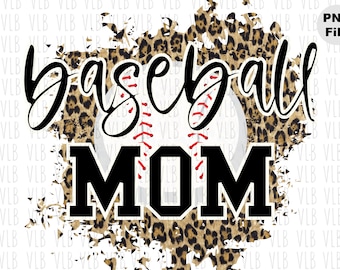 BASEBALL MOM Png File - Sports Design On Cheetah For Sublimation For Mom, Gift for Her DIY Digital Download, Buy 3 Get 1 Free