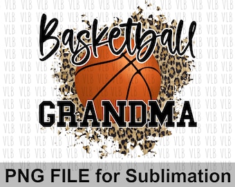 BASKETBALL GRANDMA On Cheetah Sublimation Png File, Sports Design for Grandmother Png, DIY Digital Download, Buy 3 Get 1 Free