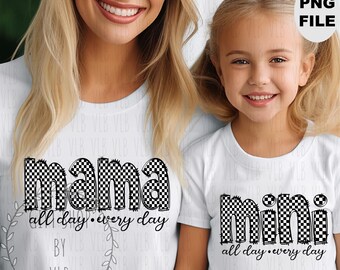 Pacchetto MAMA e MINI, tutti i giorni, 2 file PNG per mamma e figlia, per magliette retrò, festa della mamma, regalo per lei, download digitale.