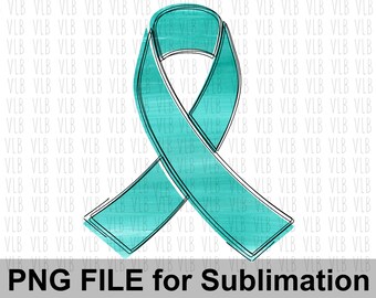 TEAL AWARENESS Ribbon, Ovarian And Cervical Cancer, PTSD Awareness, Scleroderma, Sublimation Png File, Digital Download, Buy 3 Get 1 Free