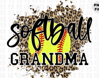 SUBLIMATION SOFTBALL Grandma On Cheetah Png File, DIY Sports Design for Mother&#39;s Day For Grandmother, Digital Download, Buy 3 Get 1 Free