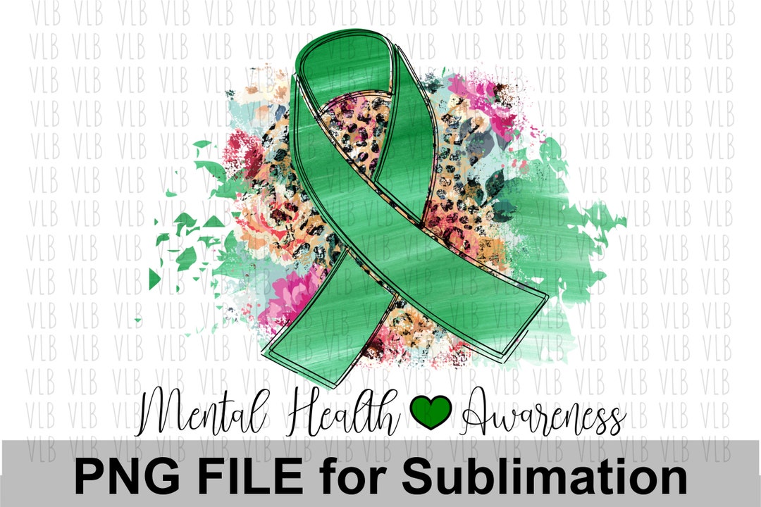 MENTAL HEALTH AWARENESS - Floral Leopard Green Ribbon Clipart ...