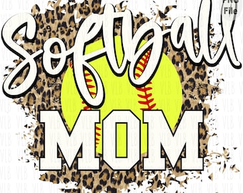 Stampa leopardata per mamme di softball in formato PNG – Design per sublimazione con testo bianco (Download digitale)