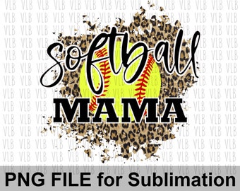 SUBLIMATION SOFTBALL Mama On Cheetah Png File, DIY Sports Design for Mother&#39;s Day For Mom, Gift for Her Digital Download, Buy 3 Get 1 Free