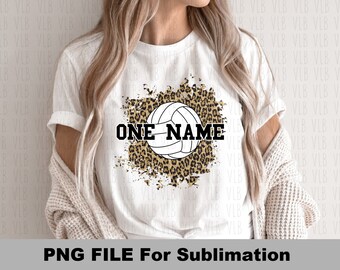 PERSONALIZED VOLLEYBALL Design On Cheetah Background Sublimation Png File, Sports Design, Sports Font, Buy 3 Get 1 Free