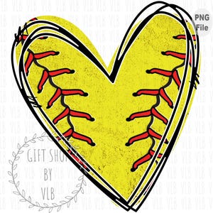 SOFTBALL HEART PNG - Softball Clipart, Sports Design Sublimation, Softball Tee Shirt Digital Design Download, Buy 3 Listings Get 4th Free