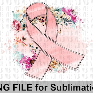 BREAST CANCER AWARENESS -  Floral Leopard Pink Ribbon Clipart, Breast Cancer Clipart, Sublimation Png, Digital Download, Buy 3 Get 1 Free