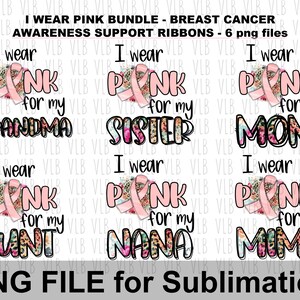 AWARENESS RIBBON BUNDLE I Wear Pink Floral Leopard Png Files, Breast Cancer Awareness, Brush Strokes Design, Gift For Her, Digital Download