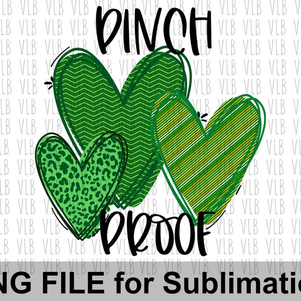 St Patrick's Day Png PINCH PROOF Doodle Heart Trio Green Cheetah Stripes Sublimation, DIY T-Shirt Png Digital Download, Buy 3 Get 1 Free