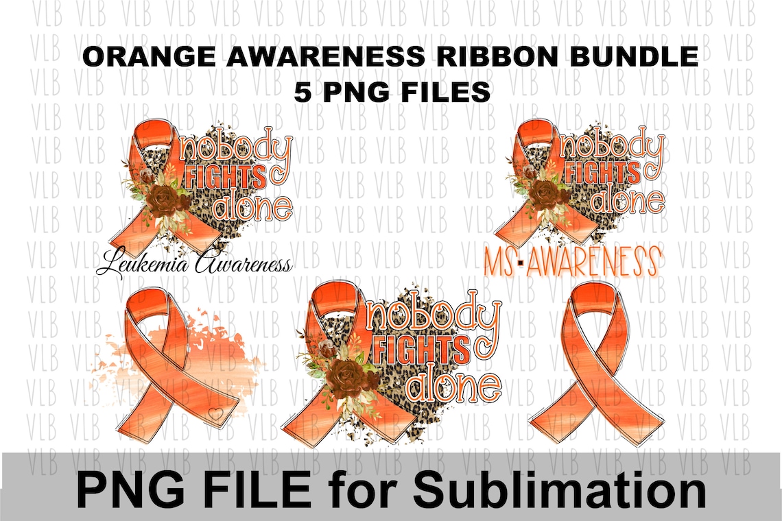 ORANGE AWARENESS RIBBON Bundle 5 Png Files Agent Orange - Etsy