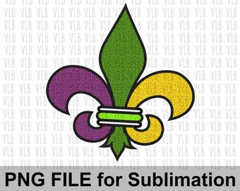 FLEUR DE LIS Design For Sublimation, Mardi Gras Png File, Instant Digital Download, Buy 3 Get 1 Free