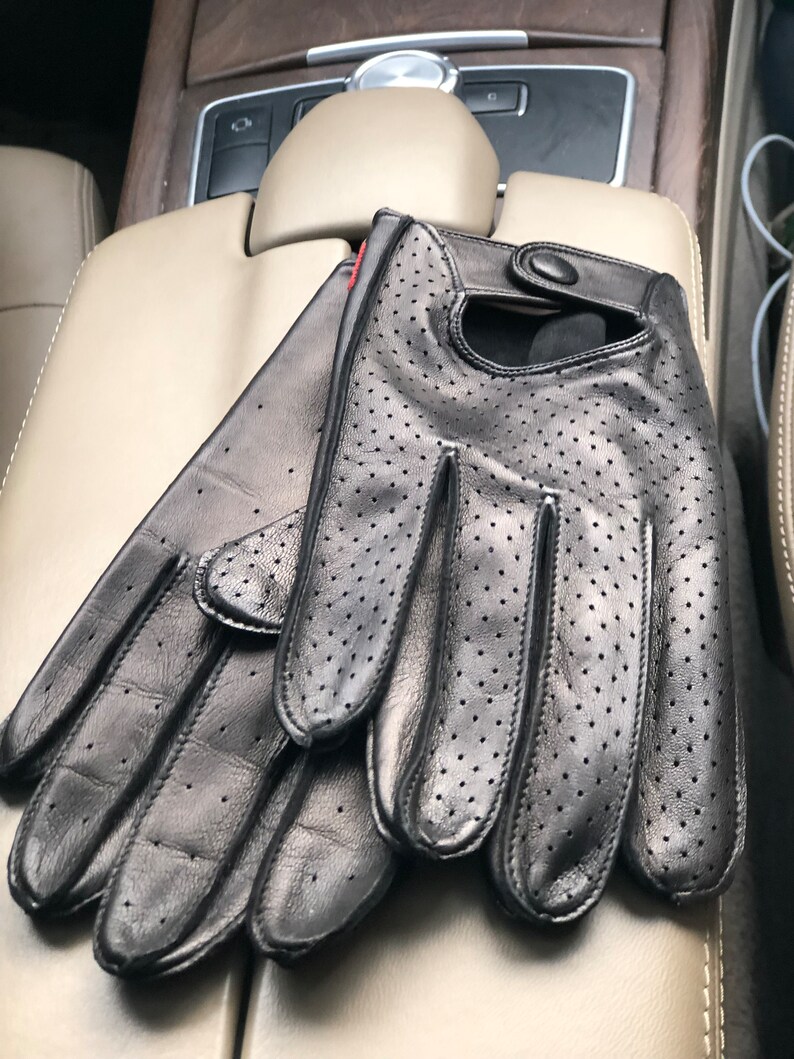 Men's Driving Gloves,stylish Leather Gloves,black Leather,breathability Driving Gloves Men