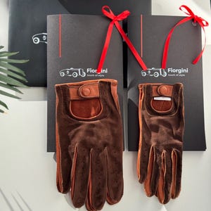 Handmade Suede Driving Gloves: Italian Lambskin Leather, Touchscreen Compatible