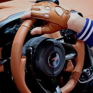 Cognac Leather Driving Gloves: Italian NAPPA Sheepskin, Custom Handcrafted