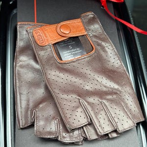 Men&#39;s Fingerless Driving Gloves: Italian Nappa Leather Lambskin - Handmade UA