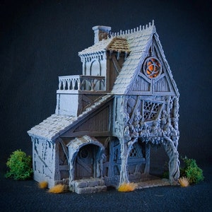 Healer House Medieval Cottage | Roleplaying 3D Printed Fantasy Scenery | Black Scrolls Games | Miniature Building Terrain TTRPG
