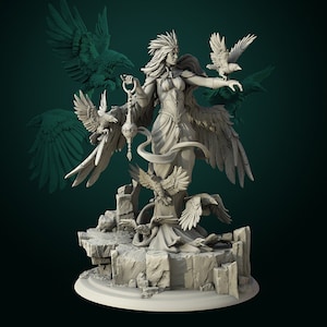 Crow Mother Miniature, Maletta | Tabletop RPG Miniature | White Werewolf Tavern | Roleplaying 3D Printed Fantasy Mini