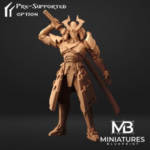 Robot Samurai Miniature | Tabletop RPG Miniature | Miniatures Blueprint | Roleplaying 3D Printed Fantasy Mini