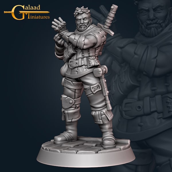 Mercenary Miniature | Tabletop RPG Miniature | Galaad Miniatures | Roleplaying 3D Printed Fantasy Mini