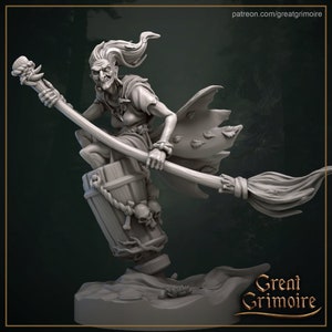 Baba Yaga Witch Miniature | Tabletop RPG Miniature | Great Grimoire | Roleplaying 3D Printed Fantasy Mini