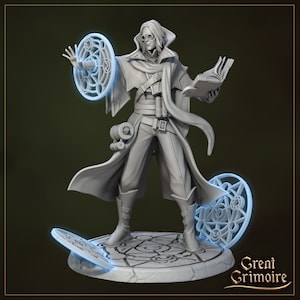 Celestial Mage Miniature, Abelard | Tabletop RPG Miniature | Great Grimoire | Roleplaying 3D Printed Fantasy Mini