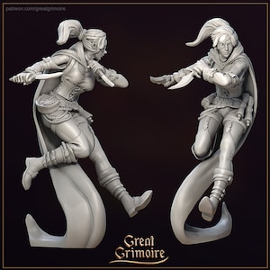 Female Rogue Miniature, Tina | Tabletop RPG Miniature | Great Grimoire | Roleplaying 3D Printed Fantasy Mini