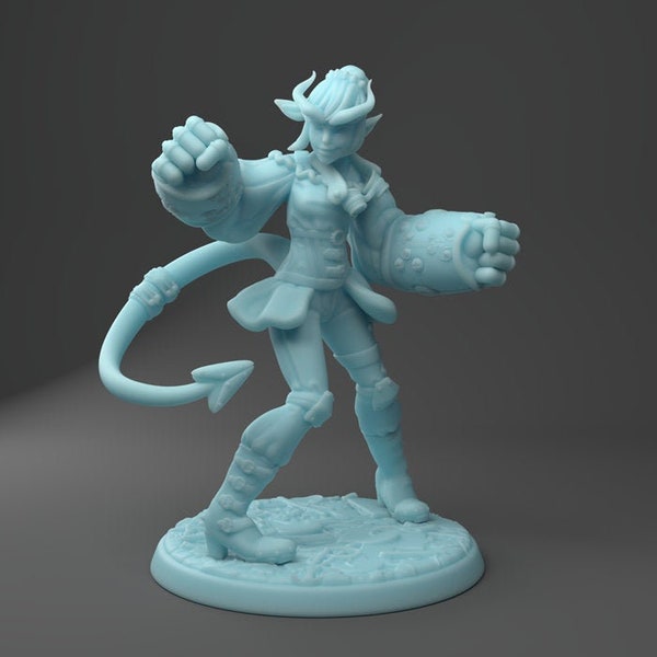 Female Tiefling Artificer Miniature | Twin Goddess Miniatures | Tabletop RPG Miniature | Roleplaying 3D Printed Fantasy Mini