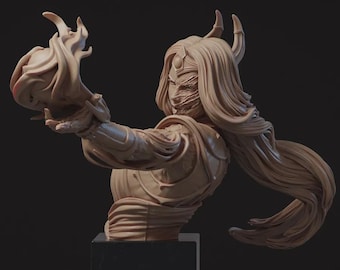 Female Wizard Bust, Eirell | Tabletop RPG Miniature | Nerikson | Roleplaying 3D Printed Fantasy Mini