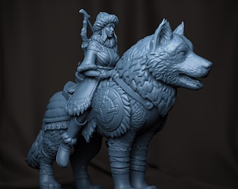 Wolf Rider Miniature | Tabletop RPG Miniature | Creature Armory | Roleplaying 3D Printed Fantasy Mini