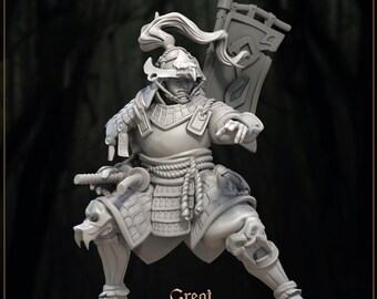Ronin Samurai Miniature, Akechi | Tabletop RPG Miniature | Great Grimoire | Roleplaying 3D Printed Fantasy Mini