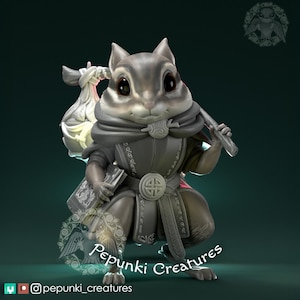 Chipmunk Miniature | Tabletop RPG Miniature | Pepunki Creatures | Roleplaying 3D Printed Fantasy Mini