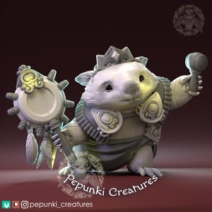 Wombat Wizard Miniature | Tabletop RPG Miniature | Pepunki Creatures | Roleplaying 3D Printed Fantasy Mini