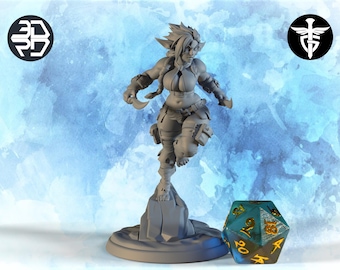 Female Firbolg Rogue Miniature, Cayleri | Twin Goddess Miniatures | Tabletop RPG Miniature | Roleplaying 3D Printed Fantasy Mini