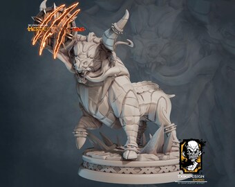 Infernal Bull Miniature | Tabletop RPG Miniature | Javier Txiki Tejedor | Roleplaying 3D Printed Fantasy Mini