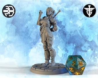 Female Drow Paladin Miniature, Mindy | Twin Goddess Miniatures | Tabletop RPG Miniature | Roleplaying 3D Printed Fantasy Mini