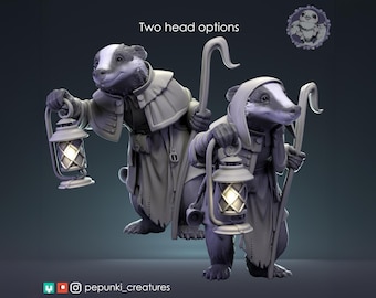 Ferry Badger Miniature | Tabletop RPG Miniature | Pepunki Creatures | Roleplaying 3D Printed Fantasy Mini