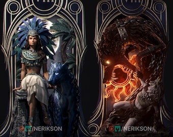 Tarot Arcana: Strength Diorama Miniature | Tabletop RPG Miniature | Nerikson | Roleplaying 3D Printed Fantasy Mini