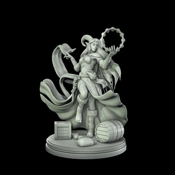 Miniatura de bailarina Tiefling femenina / Miniatura de juego de rol de mesa / Cosmondo / Juego de rol de fantasía impreso en 3D
