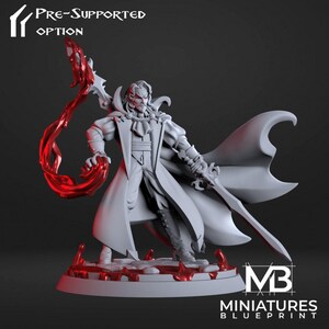 Vampire Mage Miniature, Magnus | Tabletop RPG Miniature | Miniatures Blueprint | Roleplaying 3D Printed Fantasy Mini