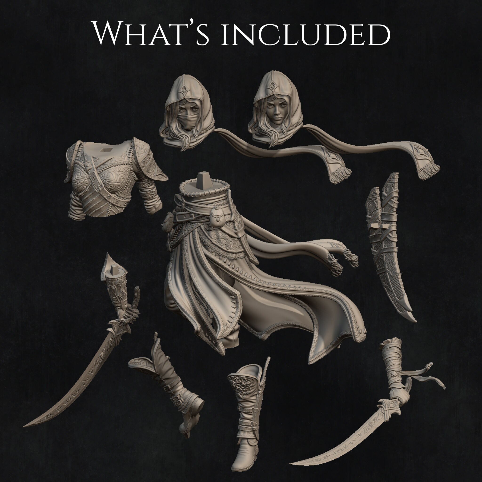 Female Assassin Miniature, Artemisia | Tabletop RPG Miniature ...