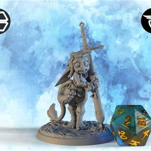 Female Goblin Squire Miniature | Twin Goddess Miniatures | Tabletop RPG Miniature | Roleplaying 3D Printed Fantasy Mini
