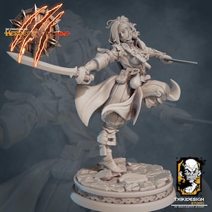 Female Elf Swashbuckler Miniature | Tabletop RPG Miniature | Javier Txiki Tejedor | Roleplaying 3D Printed Fantasy Mini