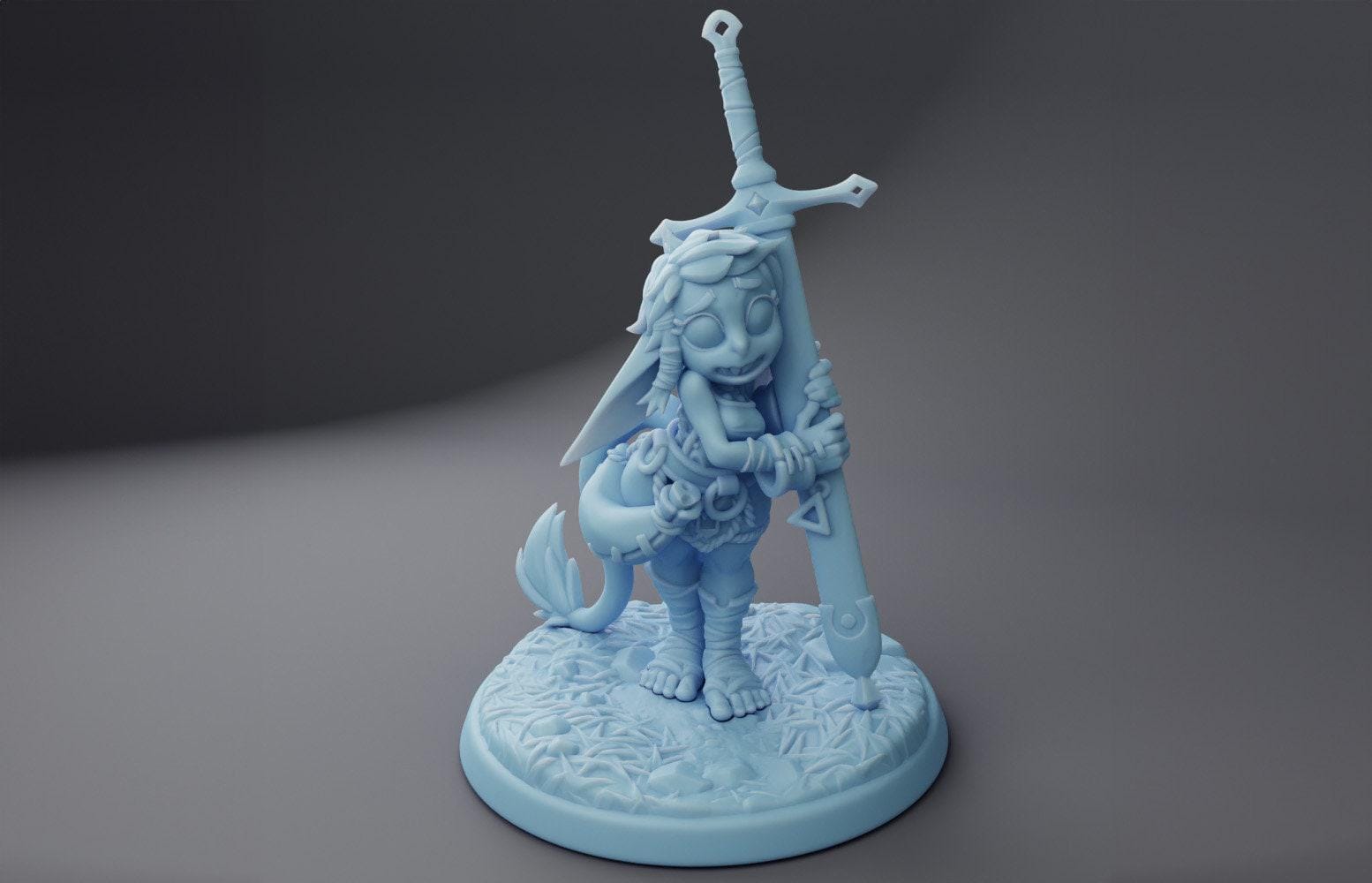 Female Goblin Squire Miniature | Twin Goddess Miniatures | Tabletop RPG Miniature | Roleplaying 3D Printed Fantasy Mini