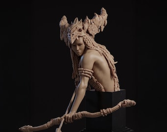 Female Wild Ranger Bust, Meabh | Tabletop RPG Miniature | Nerikson | Roleplaying 3D Printed Fantasy Mini