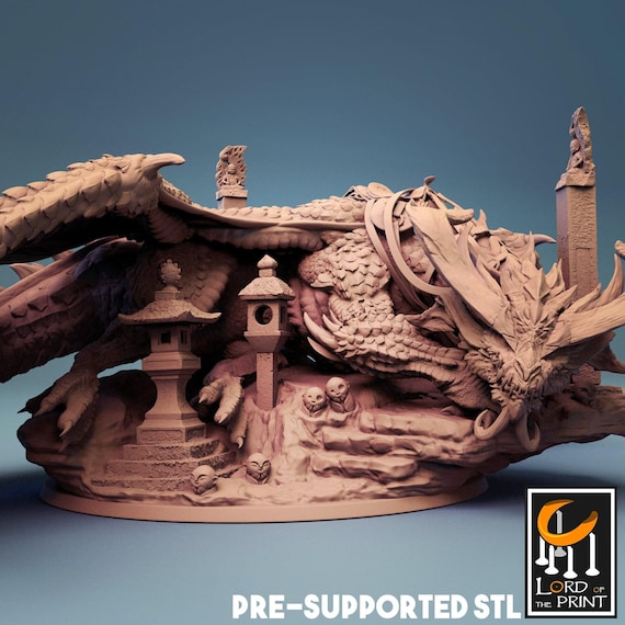 Oriental Dragon Miniature | Tabletop RPG Miniature | Rescale Miniature | Roleplaying 3D Printed Fantasy Mini