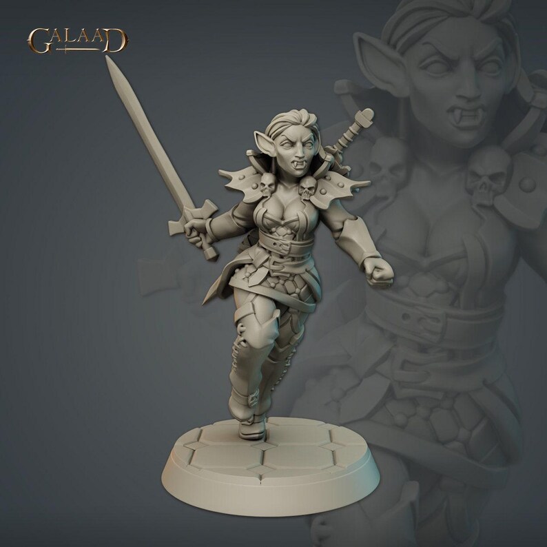 Mini Female Female Vampire Miniature | Tabletop RPG Miniature | Galaad Miniatures ...