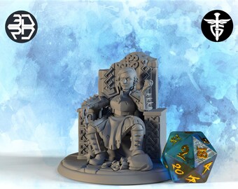 Female Duergar Warlord Miniature, Hildmira | Twin Goddess Miniatures | Tabletop RPG Miniature | Roleplaying 3D Printed Fantasy Mini