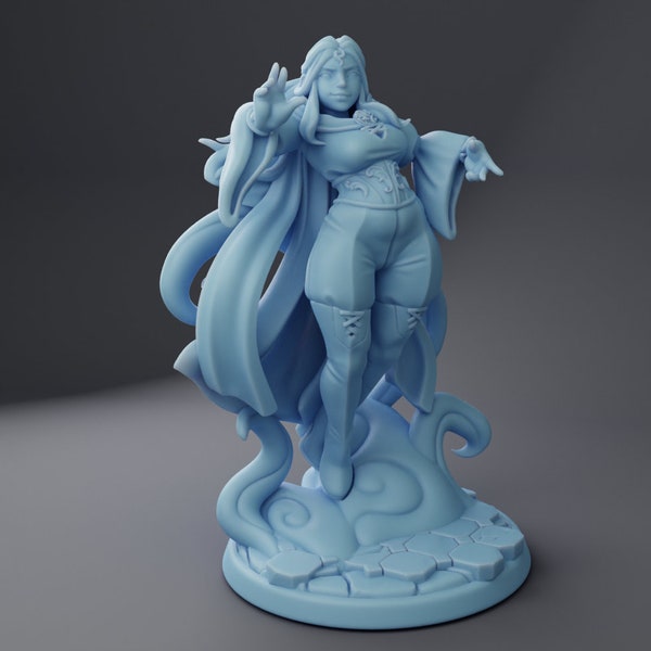 Female Sorceress Miniature, Victoria | Twin Goddess Miniatures | Tabletop RPG Miniature | Roleplaying 3D Printed Fantasy Mini