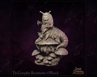 The Caterpillar Broodmother Miniature | Tabletop RPG Miniature | Great Grimoire | Roleplaying 3D Printed Fantasy Mini