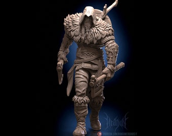 Viking Warrior Miniature | Dragun Studios | Tabletop RPG Miniature | Roleplaying 3D Printed Fantasy Mini